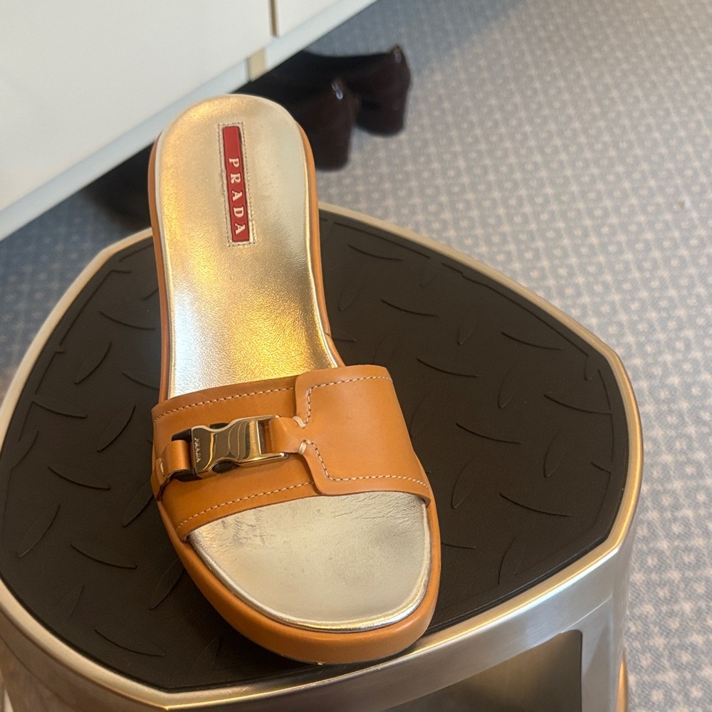 Prada Women's Tan Slide Sandals